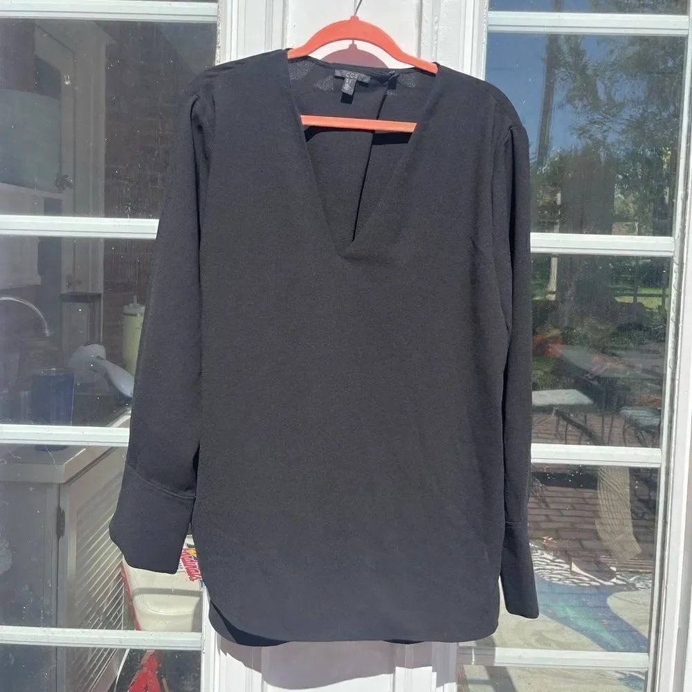 COS V-Neck Button Back Draped Blouse - Picture 3 of 7